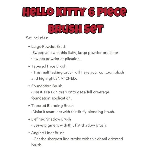 HELLO KITTY Complete Makeup Brush Set- Black & Pink - Picture 4 of 8